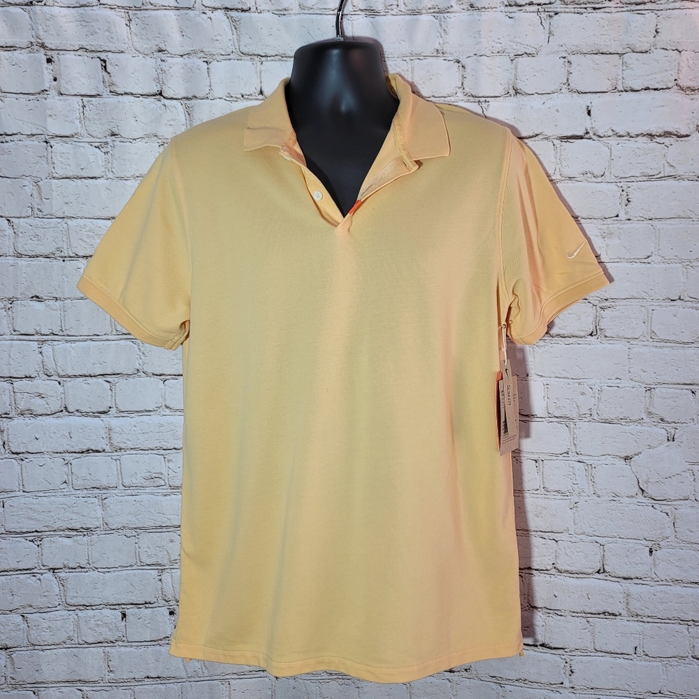 Nike Men Dry-Fit Polo Shirt Slim Fit Golf Size L Gold Unisex
